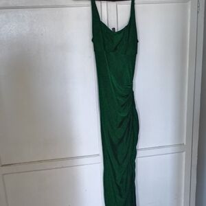 Green Sleeveless Ruched Maxi Dress
